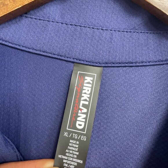 NWOT Kirkland Signature Men's XL Navy Active Polo Shirt Nylon Blend - Picture 5 of 9